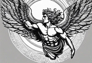 icarus greek god flying into the sun and falling tattoo idea