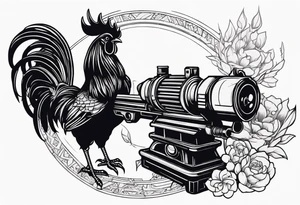 anime rooster holding a machine gun tattoo idea