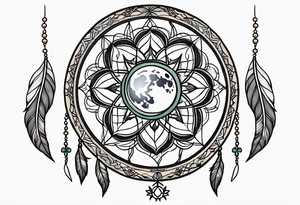 dreamcatcher，Including stars, moon, and Lucky clover tattoo idea