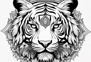 Tiger mandala flowers tattoo idea