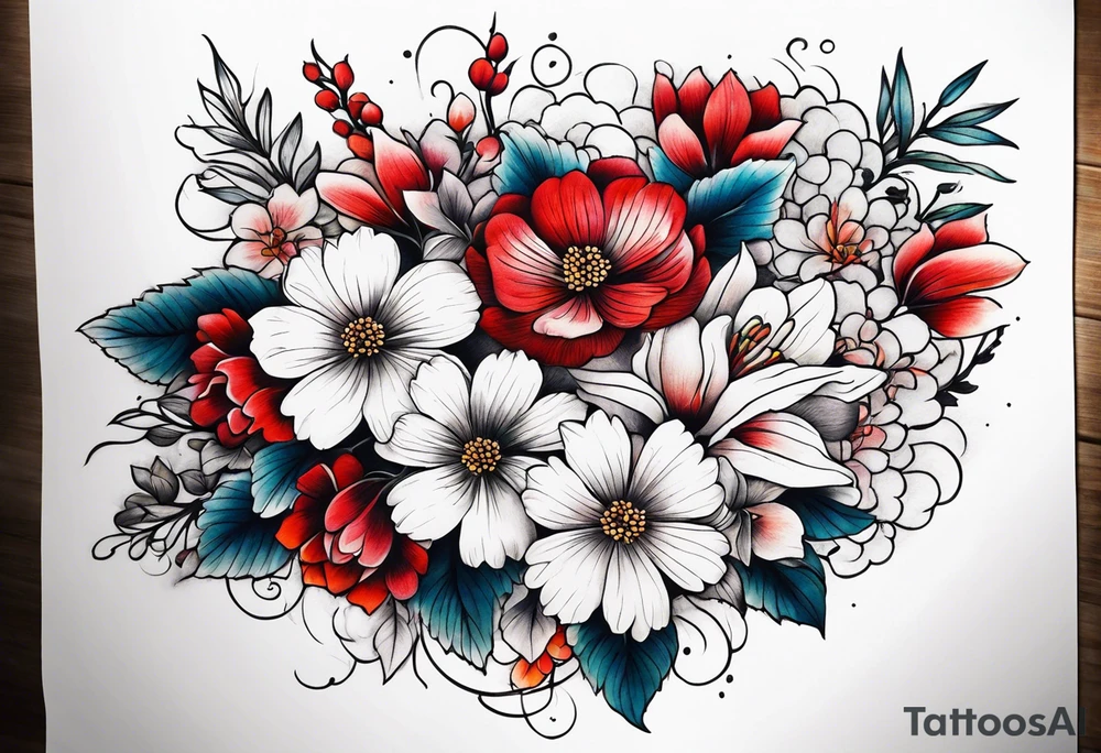 Flower bouquet tattoo idea