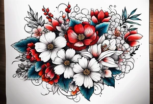 Flower bouquet tattoo idea