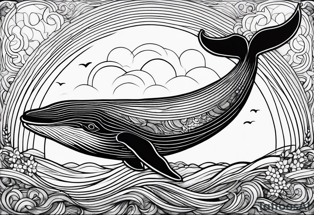 Whale ascending towards light tattoo idea
