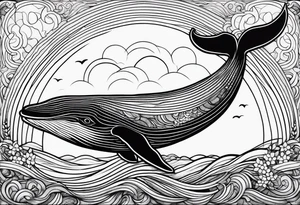 Whale ascending towards light tattoo idea