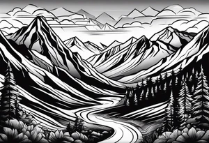 Mountain sun tattoo idea