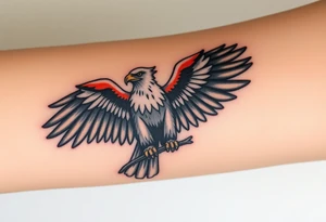 A majestic Moravian eagle perched on a branch, its wings spread wide, symbolizing freedom and strength tattoo idea