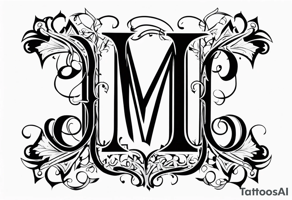 Letter M into a gothic 
style tattoo idea