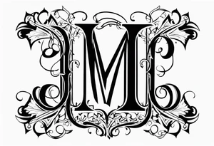Letter M into a gothic 
style tattoo idea