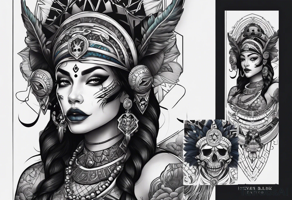 kali ma, alien goddess, valkrye, pirate, divine feminine, zenza resonance, pachamama, lotus azul, blank panther, eagle, skull, 5D, nueva gaya, dna 12 tattoo idea