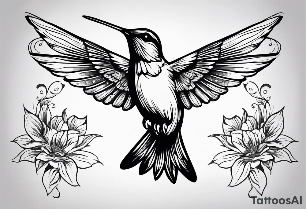 Humming bird silhouette mirrored tattoo idea
