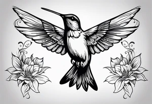 Humming bird silhouette mirrored tattoo idea