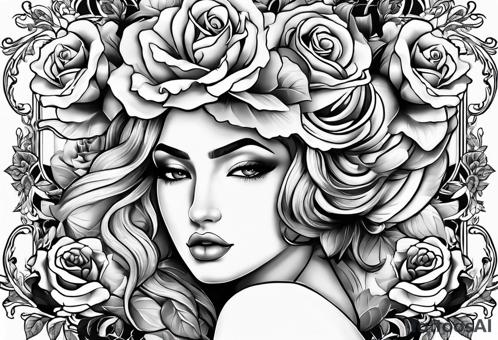 The name “Abel” surrounded by roses tattoo idea