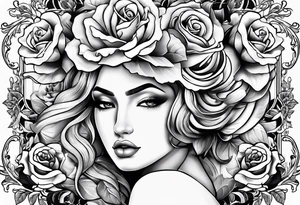 The name “Abel” surrounded by roses tattoo idea
