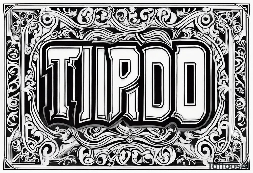 The word “Tirado” on the back like a football jersey old English font tattoo idea