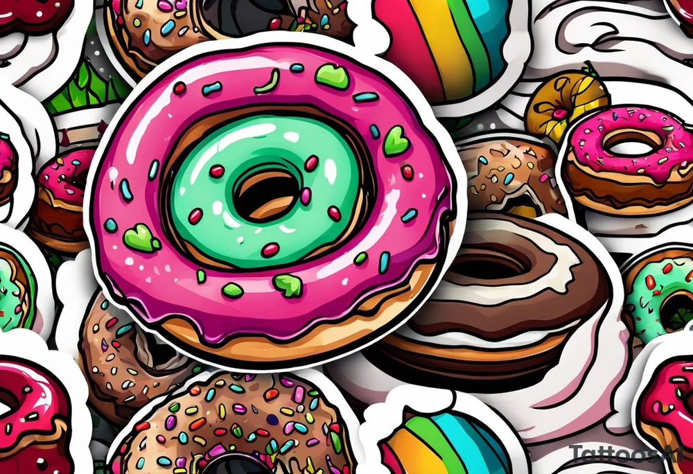 a zombie donut tattoo idea