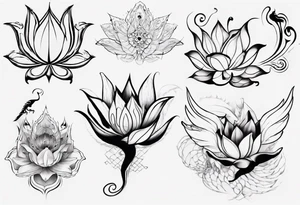 Lotus flower with phoenix tattoo idea
