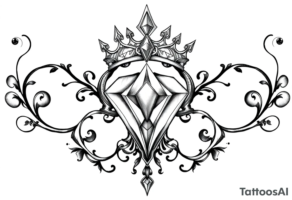 Pubic crown diamond vagina and anus tattoo idea