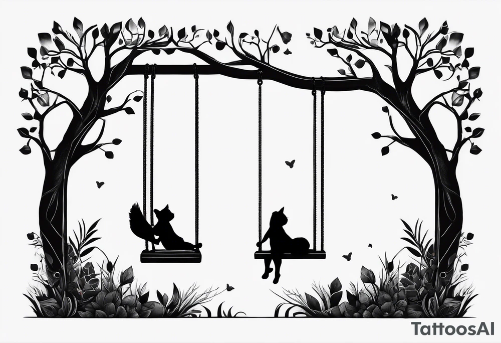 I want to have my whole left arm covered. I want it to have two children swinging on a swing, nice things, simple things, not too exaggerated. tattoo idea