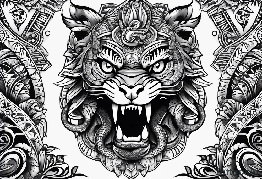 aztec snake sleeve tattoo idea