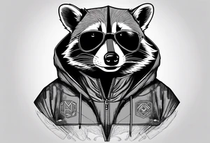 raccoon wearing a Superman hoodie tattoo idea