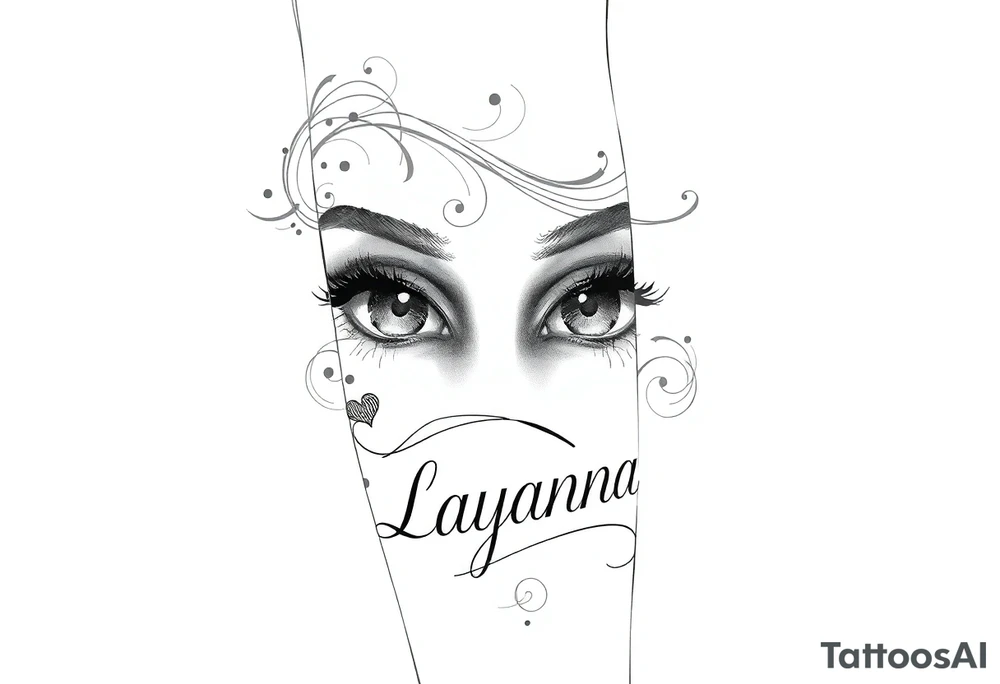 Girl eyes with the name layanna at the bottom of it tattoo idea
