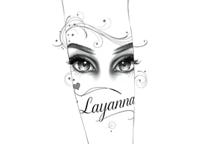Girl eyes with the name layanna at the bottom of it tattoo idea