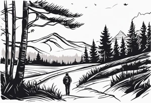memoria de mi abuelo que presente nuestras caminatas en el bosque que tenga un señor y una niña tattoo idea