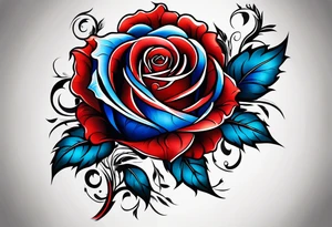 Phoenix Colored blue and red roses tattoo idea