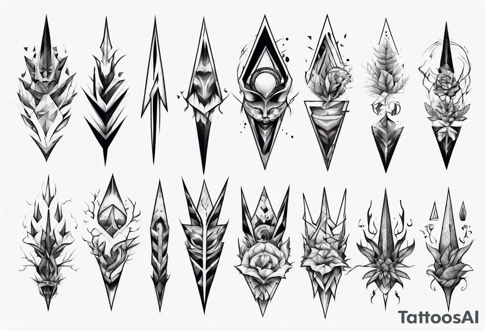 full arm tattoo. scary pointy leaves combined with geometric shapes. whole arm tattoo idea