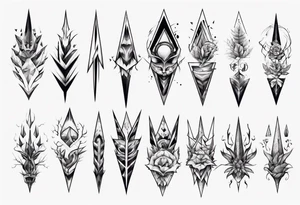 full arm tattoo. scary pointy leaves combined with geometric shapes. whole arm tattoo idea