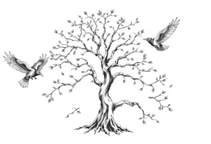 Irish family tree with 3 flying ravens tattoo idea