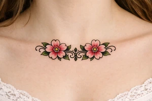 Two Cherry blossoms , symmetrical tattoo idea