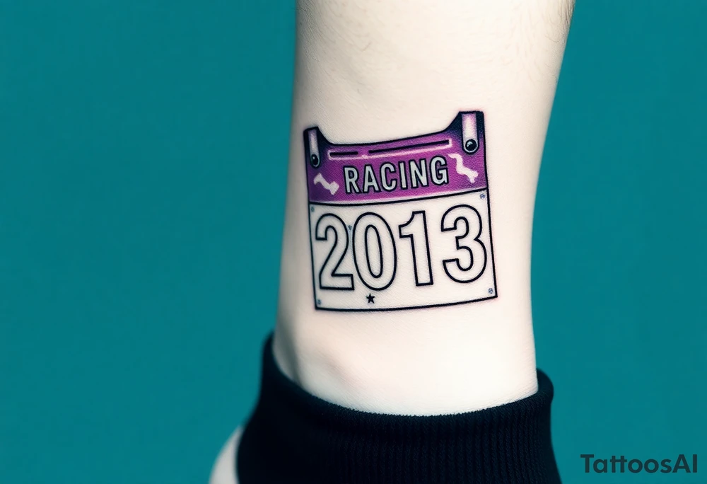 Racing half marathon bib 2013 purple and gold running safety pins running tattoo idea