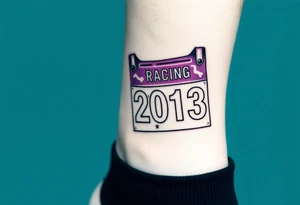 Racing half marathon bib 2013 purple and gold running safety pins running tattoo idea