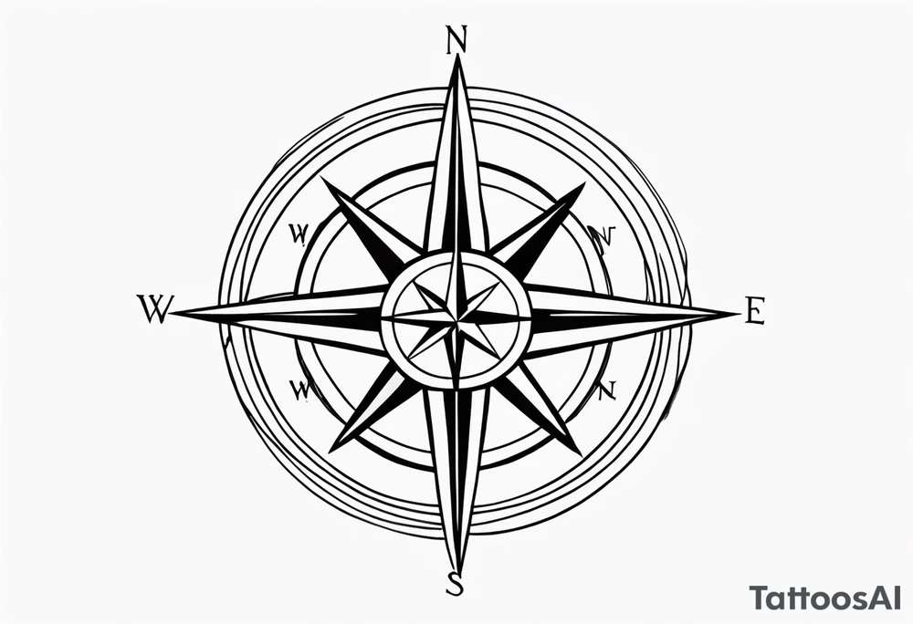 Simple compass rose tattoo idea
