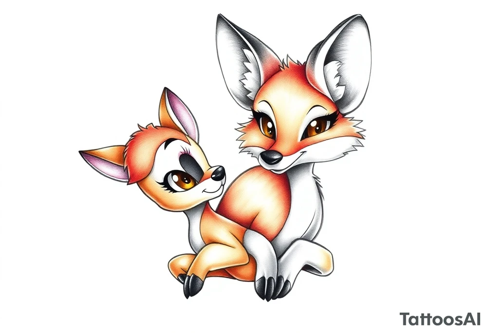 Disney bambi and disnesy fox tattoo tattoo idea