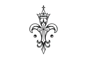 a flor de lis with a crown and a cross inside the flor de lis tattoo idea