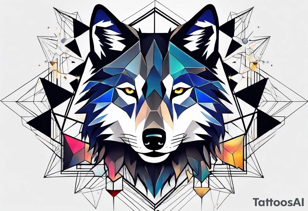 Constellation, two animal wolf, géométric tattoo idea