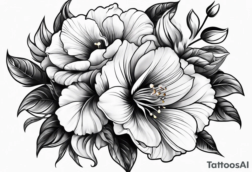 Flower with the name TEMPESTT as the stem tattoo idea