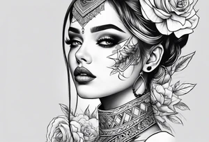 Girl with half a face tattoo idea