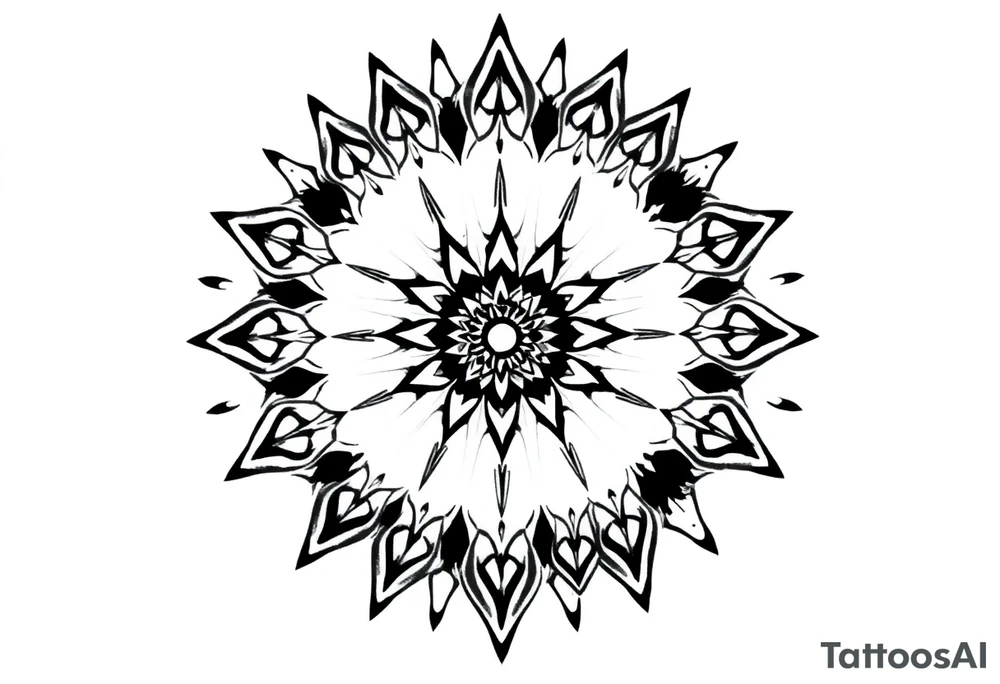 big spiritual feather indian mandala shaman tattoo idea