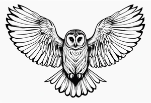 barred owl wings outstretched with a snake in its feet tattoo idea