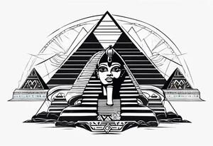 black egyptians , pyramids , and an ank symbol tattoo idea