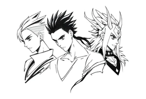 I want a tattoo that has the following anime characters, Zenitsu, gojo, and allmight tattoo idea