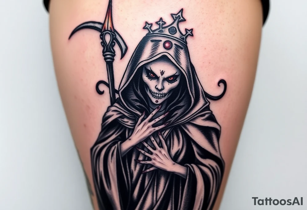 Queen, reaper, scary, pretty tattoo idea