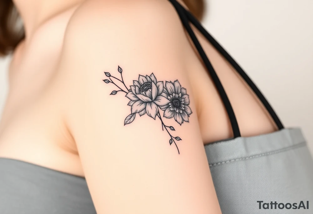 Rose and Chrysanthemum bouquet tattoo tattoo idea