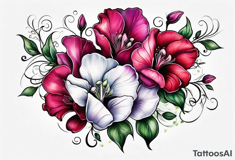 sweet peas design tattoo idea