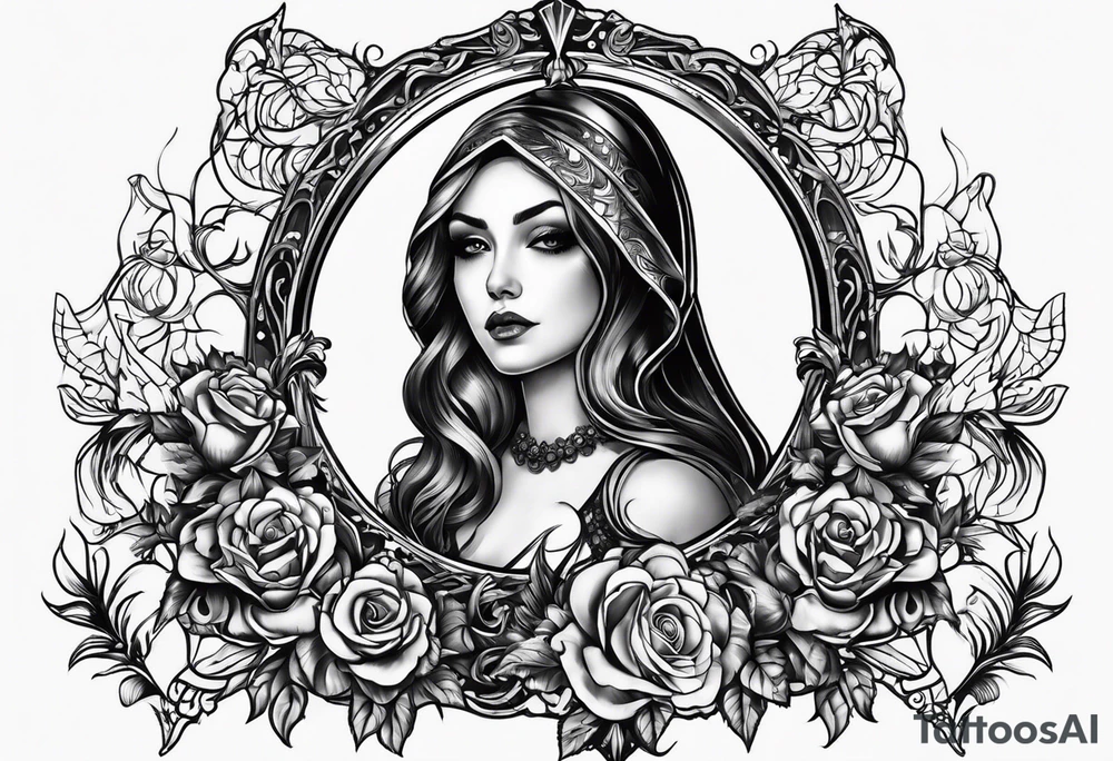 Gothic mirror tattoo idea
