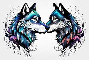 Constellation, two animal wolf tattoo idea