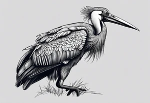 Scary shoebill stork tattoo idea